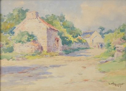 null 
Léon HAMONET (1877-1953). 

"Grève du Portuais", "Maisons à Erquy" 

Deux aquarelles...