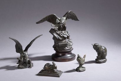 null 
Ensemble de quatre épreuves en bronze : 

- D'après Antoine-Louis BARYE (1795-1875)....
