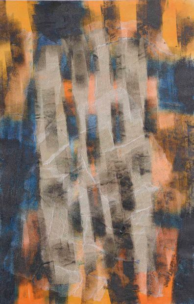 null 
Lise LEBRETEUIL (XXe siècle). 

Abstraction dans les tons orange et bleus....