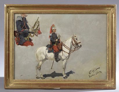 null 
Georges Louis HYON (Paris, 1840 - Saint-Germain-en-Laye, 1913). 





 Trompette-Major.





Oil...