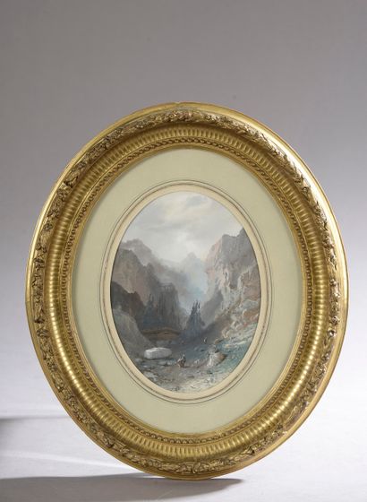 null Eugène CICÉRI (Paris, 1813 - Bourron-Marlotte, 1890).

Paysage de montagne ;...