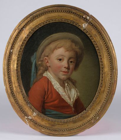 null Jean-Baptiste HUET (Paris, 1745-1811). 

 Portrait of a young boy with a hat.

Oil...