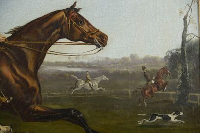null 
After Alfred de DREUX. 





 Riders riding with hounds.





Oil on canvas...