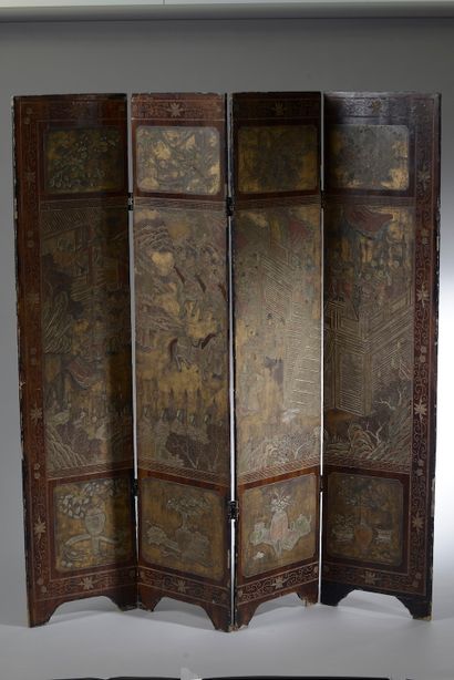 null CHINA - End of the 19th century.

A Coromandel lacquer screen representing a...