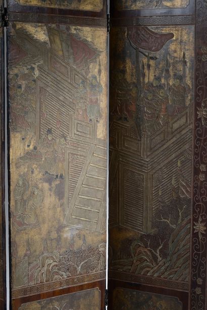 null CHINA - End of the 19th century.

A Coromandel lacquer screen representing a...