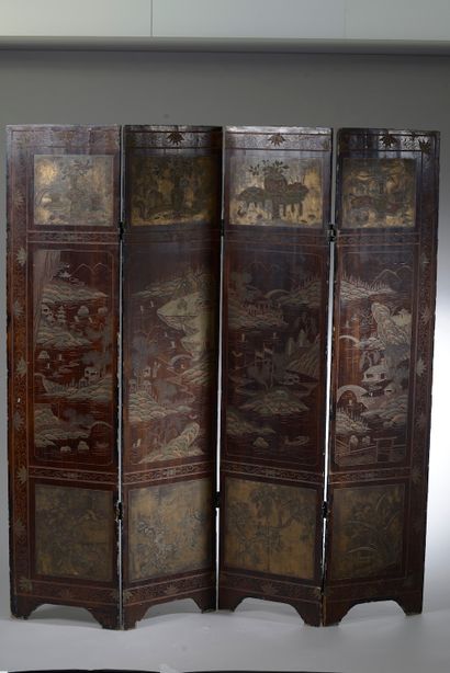 null CHINA - End of the 19th century.

A Coromandel lacquer screen representing a...