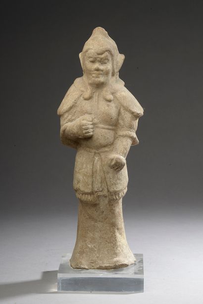 null 
CHINA - TANG period (918-907).

Terracotta statuette of a standing warrior,...