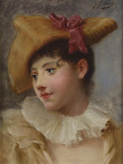 null Gustave-Jean JACQUET (1846-1909). 


Portrait de jeune femme au chapeau.


Huile...