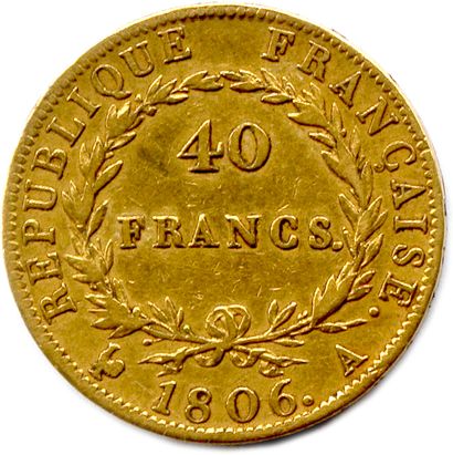 null 
NAPOLEON Ier 1804-1814


40 Francs or 1806 Paris.


T.B.


Poids : 12,84 g


Expert...