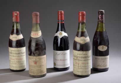 5 bouteilles BOURGOGNE (2 Gevrey 1970 Les...