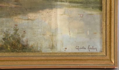 null Charles HUTIN (1847-1898).

Ferme au lac.

Huile sur toile signée en bas à droite...