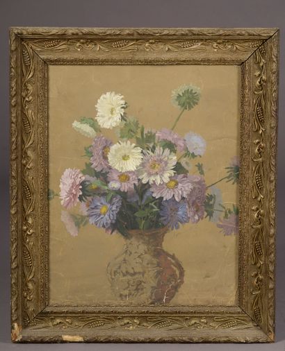 null Set of framed pieces including :



- Probably 19th century English school.

Bouquet...