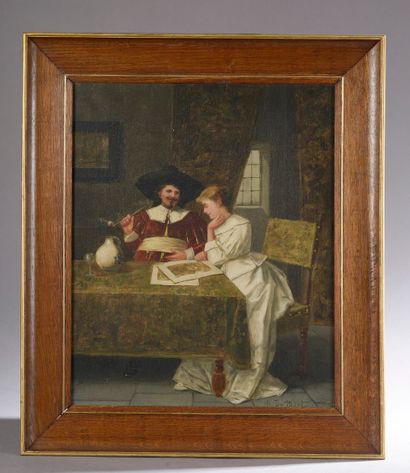 null François DUMONT (active around 1850).

Man and woman at table in a 17th century...