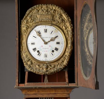null Clock called Comtoise in painted and patinated wood with polychrome decoration...