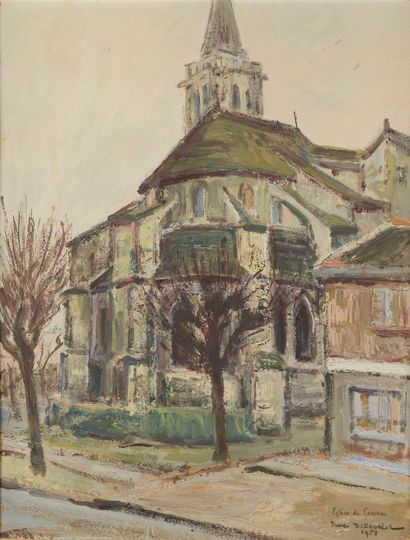 null Frans LE DECKER (20th century).

View of the fields; Chevet of the church of...