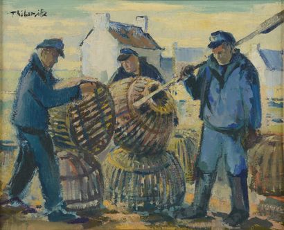 null Claude THIBERVILLE (born in 1926).

The crab fishermen.

Oil on canvas signed...