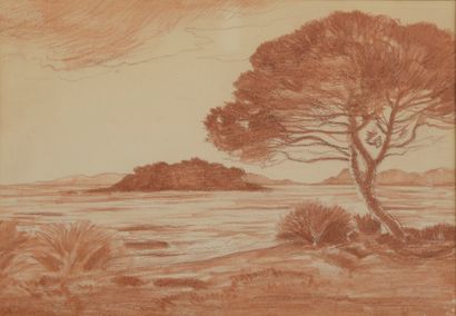null Émile René MÉNARD (1861-1930). 

"L'îlot de Léoube"; View of Porquerolles.

Two...