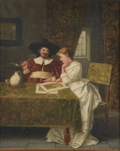 null François DUMONT (active around 1850).

Man and woman at table in a 17th century...