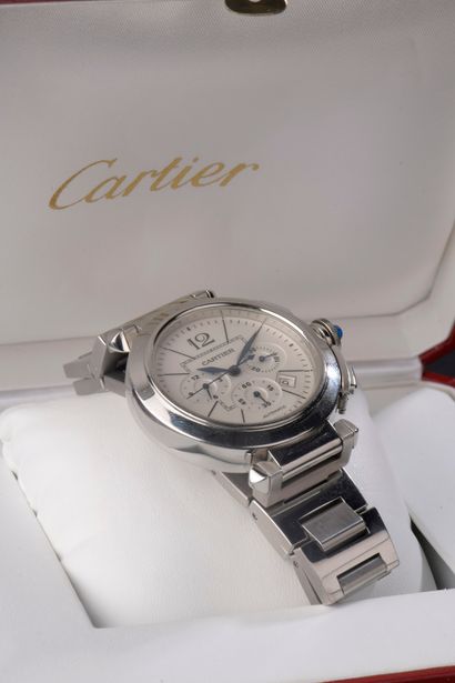 null CARTIER.

Steel chronometer wristwatch for men, "Pasha" model, circular case,...
