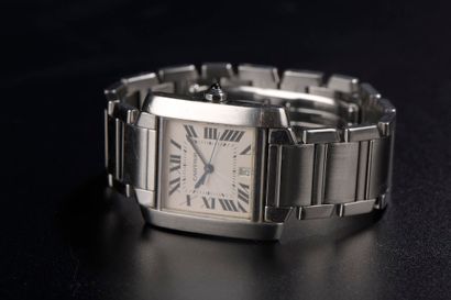 null CARTIER.

Stainless steel mixed wristwatch, "French Tank" model, rectangular...