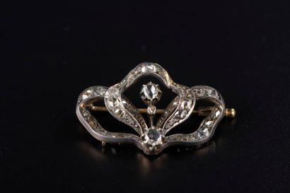 Brooch knot in pink gold 14k and silver 800...