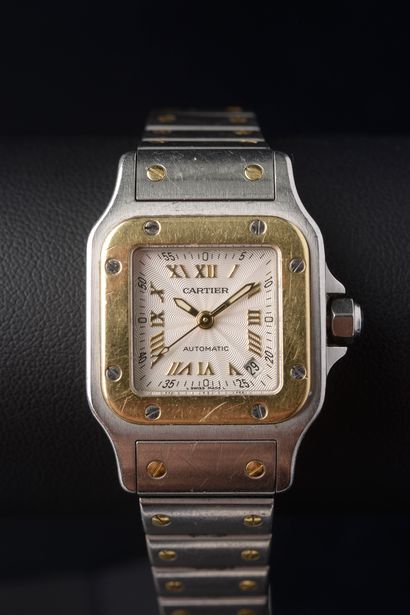 null CARTIER.

Steel ladies' wristwatch, "Santos galbée" model, the square case with...