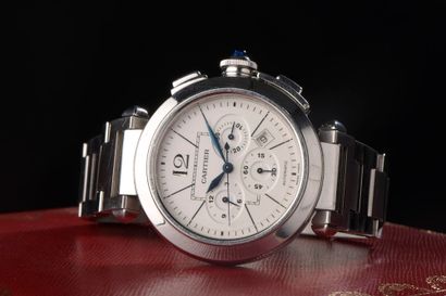 null CARTIER.

Steel chronometer wristwatch for men, "Pasha" model, circular case,...
