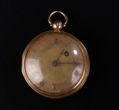 null Pocket watch in 18k yellow gold, the case and back entirely guilloche, the dial...