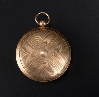 null Pocket watch in 18k yellow gold, the case and the dial entirely guilloché with...
