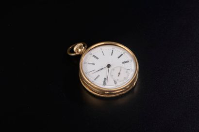 null Pocket watch in 18k yellow gold, the case encircled by a ringed frieze, the...