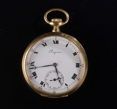 null LONGINES.

Pocket watch, the case in 18k yellow gold, the white enamelled dial...
