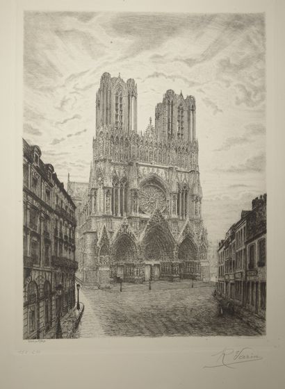 null Suite de cinq gravures en noir ayant pour sujet les cathédrales de France (non...