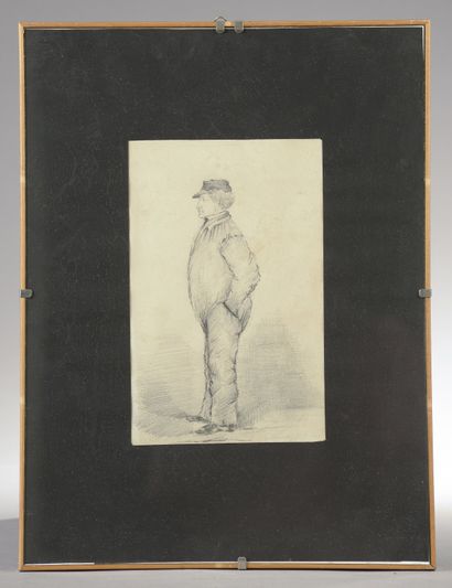 null École du XIXe siècle.

Portrait d'homme debout de profil.

Crayon graphite sur...