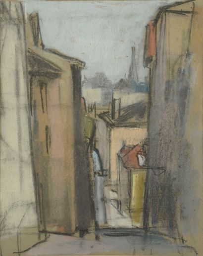 null Adrien BAS (1884-1925).

Une rue de la Croix-Rousse à Lyon.

Pastel signé au...