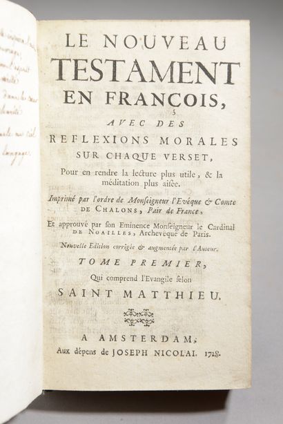 null Le nouveau testament, Amsterdam, Joseph Nicolai, 1728.

8 volumes in-12. Reliure...