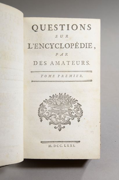 null [ANONYME] (VOLTAIRE), Questions sur l'encyclopédie, s.l, s.d, 1771.

9 tomes...