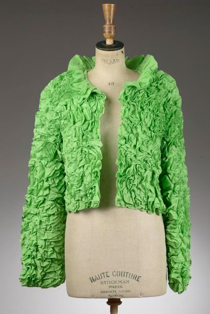 null *Set including : 

 - Apple green cotton jacket with frills, signed "Mimi Liberté...