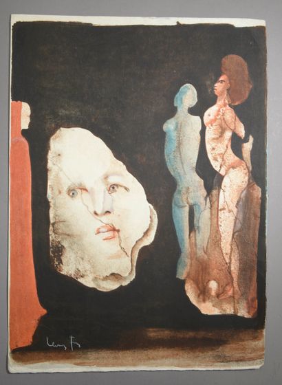null Ensemble d'œuvres picturales comprenant : 



- D'après Léonor FINI (1907-1996).

Femmes.

Estampe...
