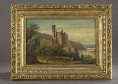 null L. LAZARUS (XIXe siècle).

Château au bord de la rivière.

Huile sur toile signée...