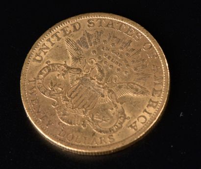 null One 20 dollars gold coin, "Liberty Head - Double Eagle", "CC" (Carson city),...