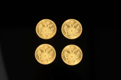 null Set of four Austrian gold coins of one ducat, "Bare head of Franz Joseph I emperor...