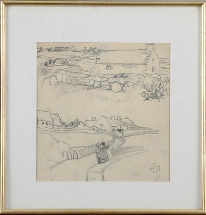 null 
Mathurin MÉHEUT (1882-1958).




Studies of Breton landscapes.




Black pencil...