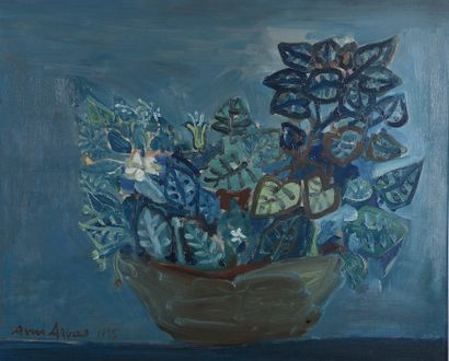 null 
Arbas AVNI (1919-2003).




Vase de fleurs bleues.




Huile sur toile signée...
