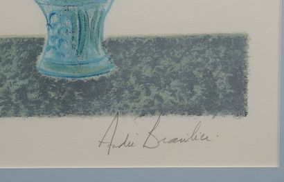 null 
André BRASILIER (né en 1929).




Femme au bouquet de fleurs.




Lithographie...