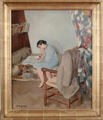 null 
Richard MAGUET (1896-1940).




"Woman reading".




Oil on canvas signed lower...