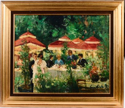 null 
Serge KISLAKOFF (1897-1980).




Café terrace in Montmartre, in summer.




Oil...