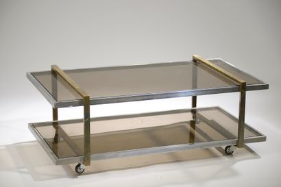 
Rectangular coffee table in chromed and...