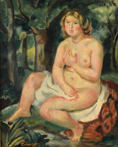 null 
Camille LIAUSU (1894-1975).




Bather.




Oil on canvas pasted on panel,...
