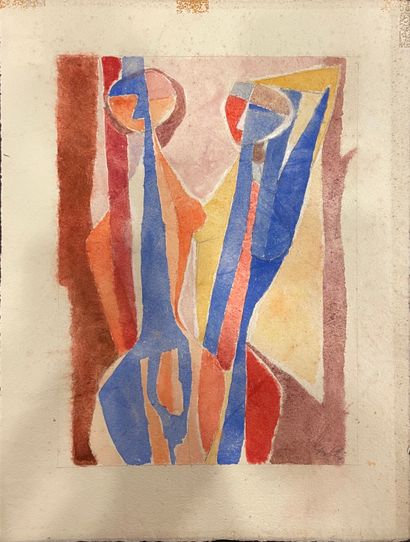 null 
Yves ALIX (1890-1969).




Study of nudes.




Watercolor on paper signed lower...