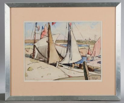 null 
Gaston BALANDE (1880-1971).




Sailboats in the port.




Watercolor and charcoal...